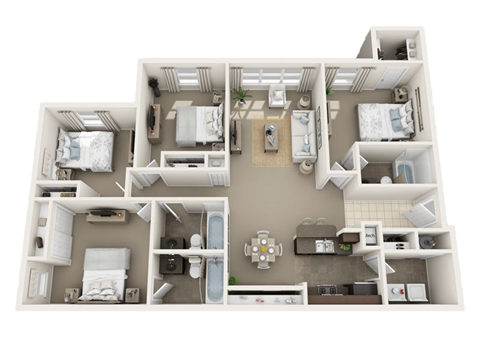 D1 - 4 bed 3 bath Floor plan at The Dawson Cartersville in Cartersville, GA 30191